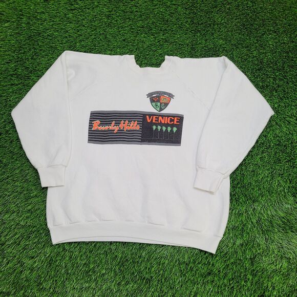 Vintage 1988 Beverly-Hills Sweatshirt Womens XL 22x23 White - Picture 1 of 15